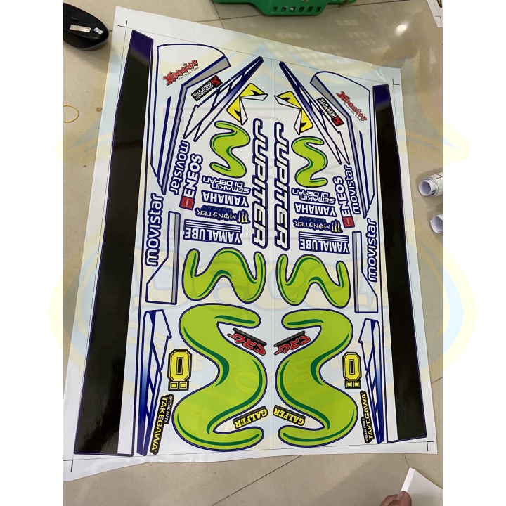 ( Quí khách vui lòng mang ra tiệm cho thợ dán ) Tem jupiter mx movistar xanh đen