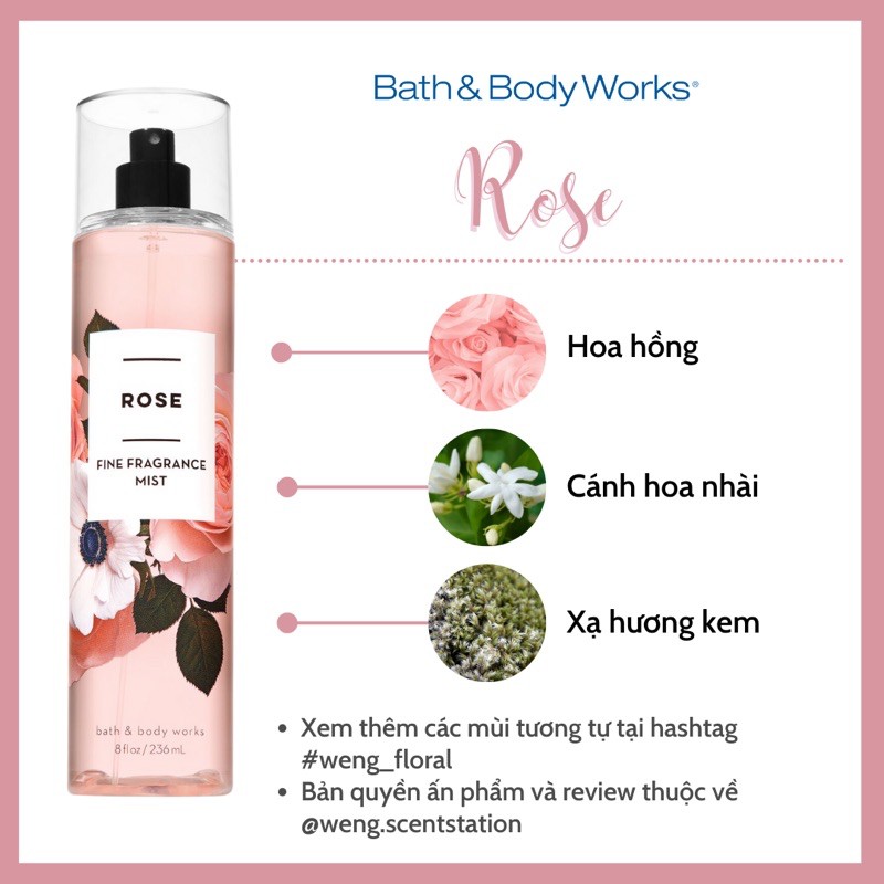 Xịt thơm toàn thân Bath & Body Works mùi Rose | BigBuy360 - bigbuy360.vn