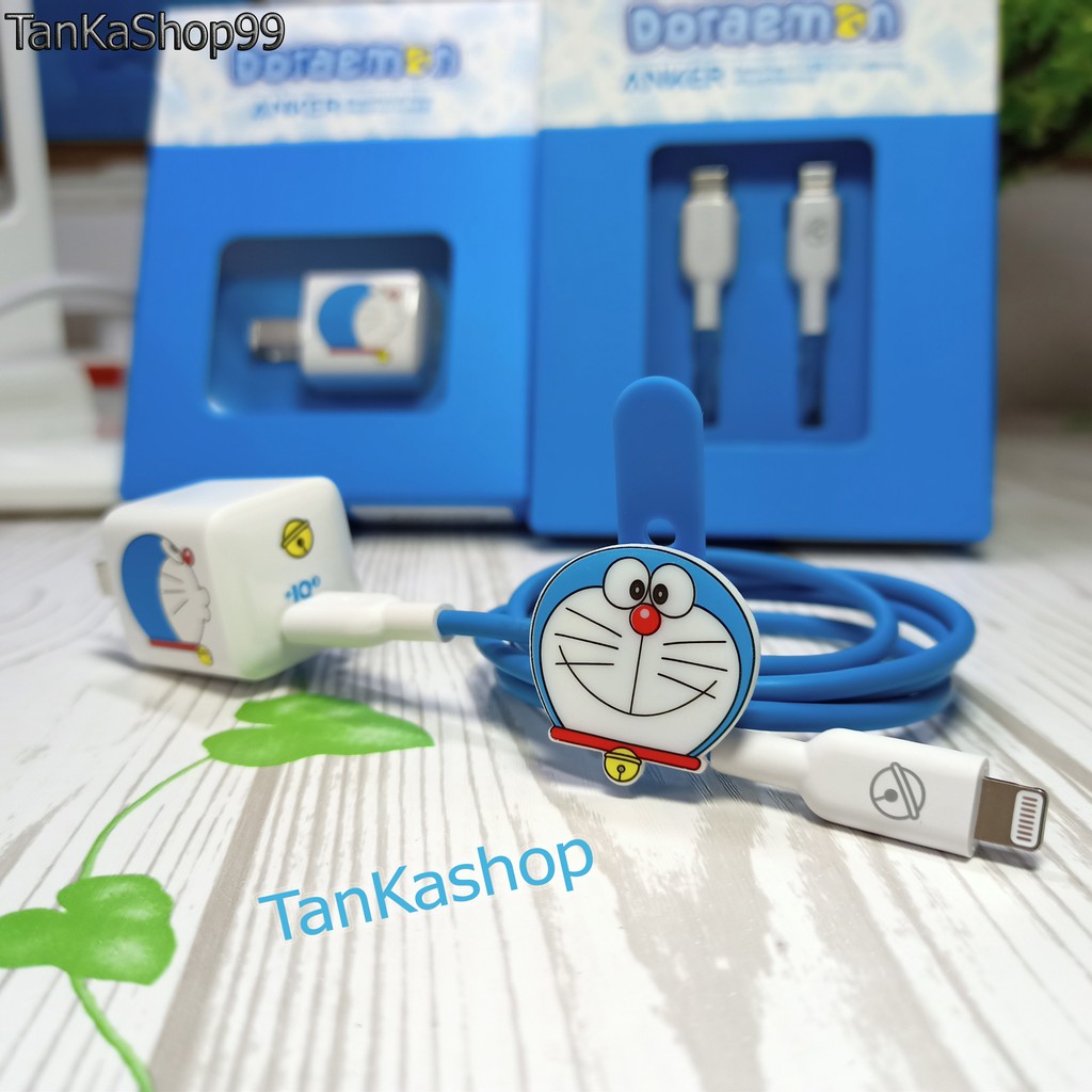 Combo Sạc Nhanh Anker x Doraemon 20W Dành Cho iphone, Chuẩn MFI A2633 + A8632