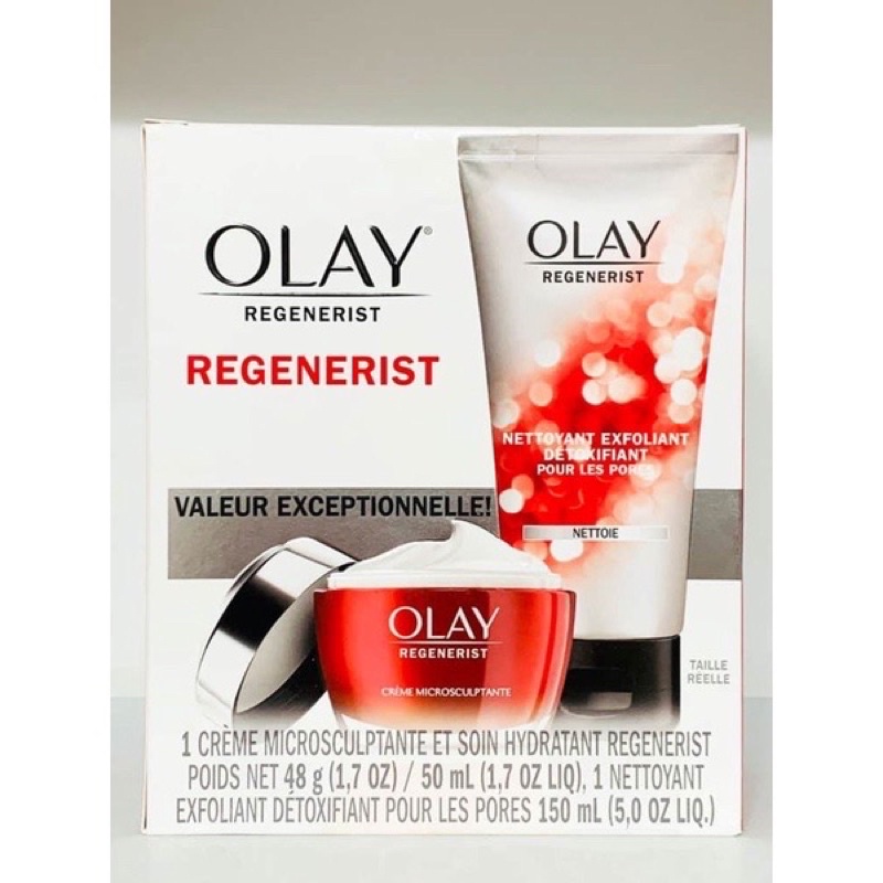 Set kem dưỡng và sữa rửa mặt Olay Regenerist Retinol 24 +Peptide Moisturizer 48g + Cleanser 150ml