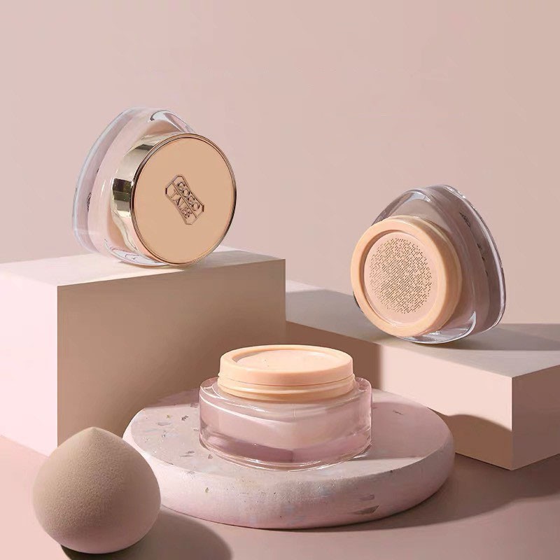 [ GOGO TALES ] Kem Nền Che Khuyết Điểm Lâu Trôi GOGOTALES Natural Foundation Cream GT198 Kèm Bông Phấn