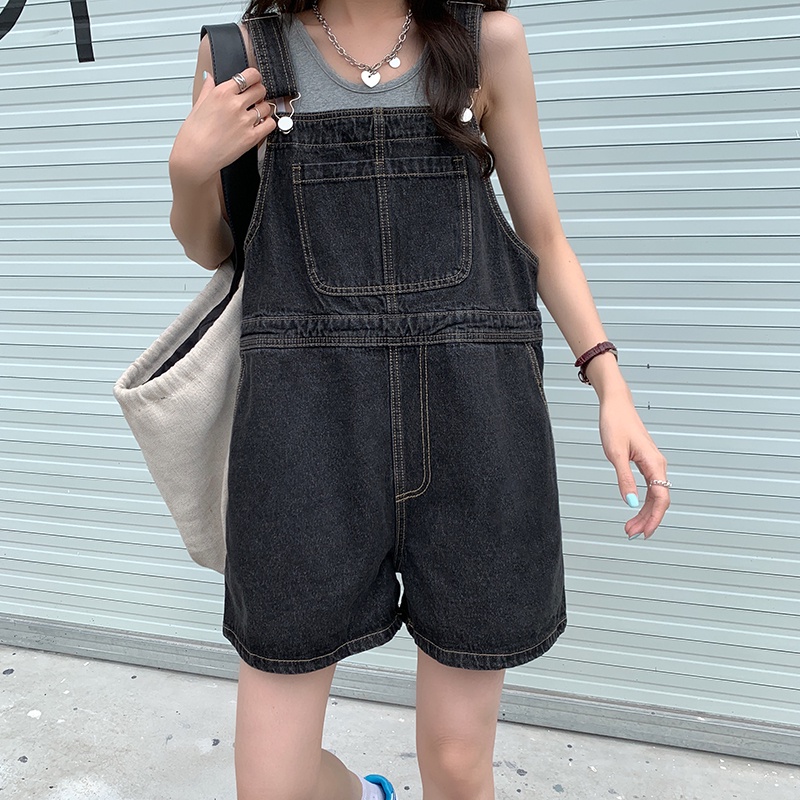 Bộ Áo Liền Quần Denim Ống Rộng Phong Cách Retro Mới 49574