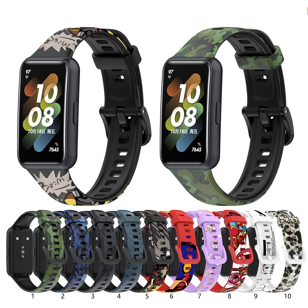 Dây Đeo Thay Thế Chất Liệu TPU In Họa Tiết Cho Đồng Hồ Huawei band 7