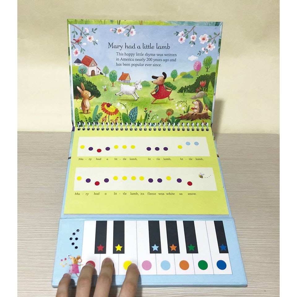 Sách Usborne - My first keyboard book Nursery Rhymes Keyboard Book cho bé tập đàn bằng màu sắc