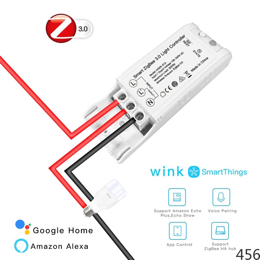 AC100-240V Smart ZigBee 3.0 Light Controller DIY Smart Home Modified Switch Work With Echo Plus Alexa SmartThings