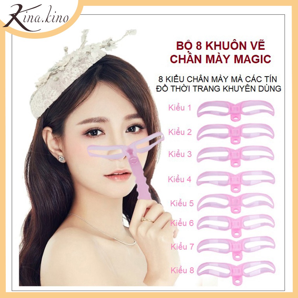 Khuôn nhựa 8 dáng vẽ lông mày cao cấp - dáng mới nhất 2020 - Kinakino