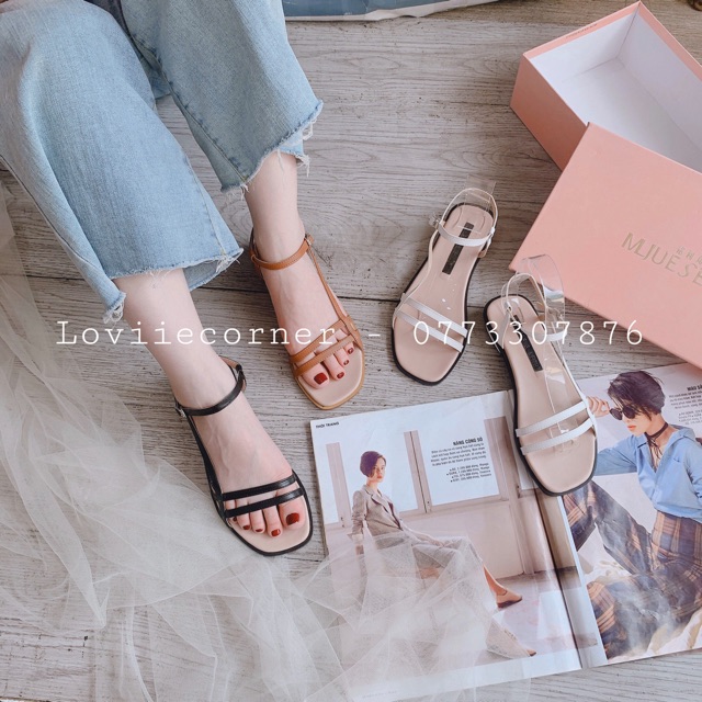 LOVIIECORNER - GIÀY SANDAL ĐẾ BỆT QUAI MẢNH THỜI TRANG - GIÀY SANDAL NỮ DÂY MẢNH MŨI VUÔNG CHẤT LIỆU DA MỀM- S200611