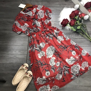 Váy hoa cổ nơ