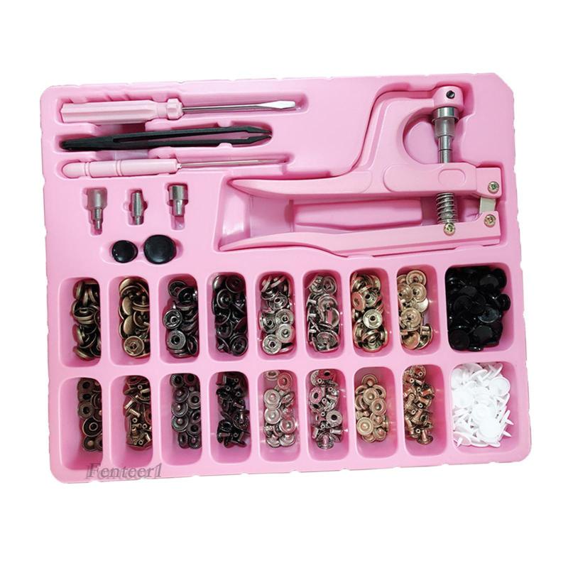 1 [Fenteer1] Bộ Nút Bấm Kim Loại Và Da Kèm Kìm Bấm