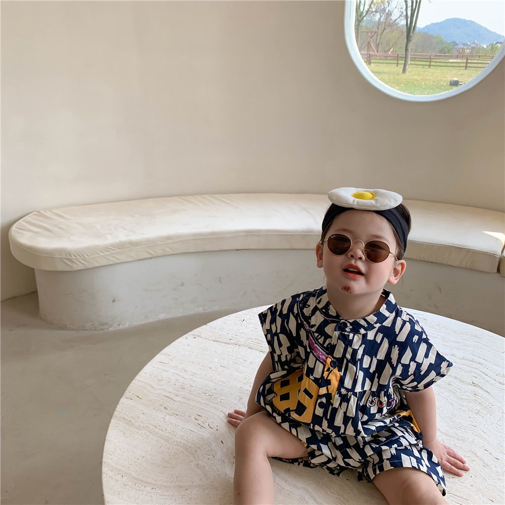 Bộ Áo Liền Quần In Hoa Phong Cách Phương Tây Thời Trang Mùa Hè Mới Cho Bé Trai