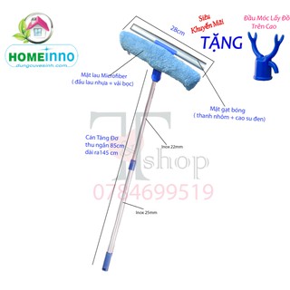 Cây lau kính ,gạt nước kính 2 trong 1 homeinno cán tăng đơ dài 1m4