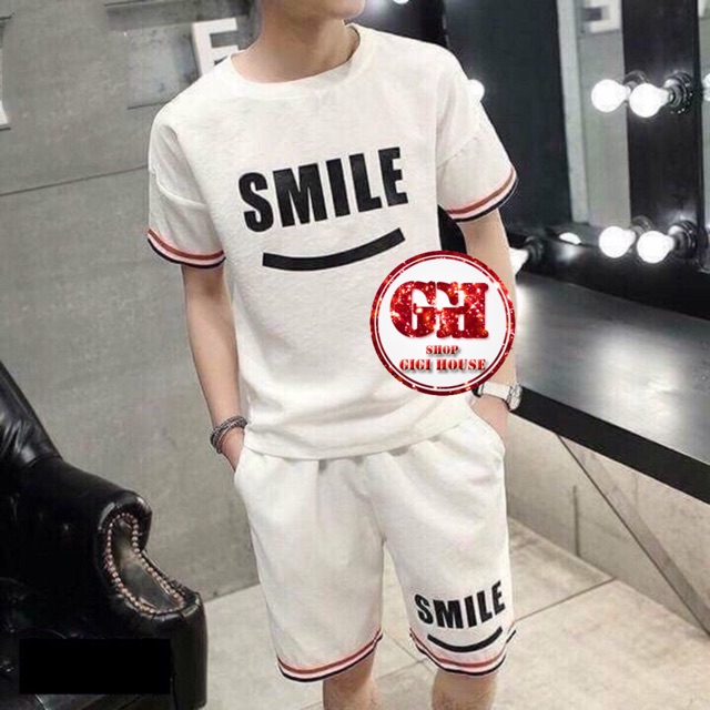 FREESHIP 50K - SET BỘ THỂ THAO ULZZANG UNISEX SMILE - SET NỈ THỂ THAO SỌC UNISEX