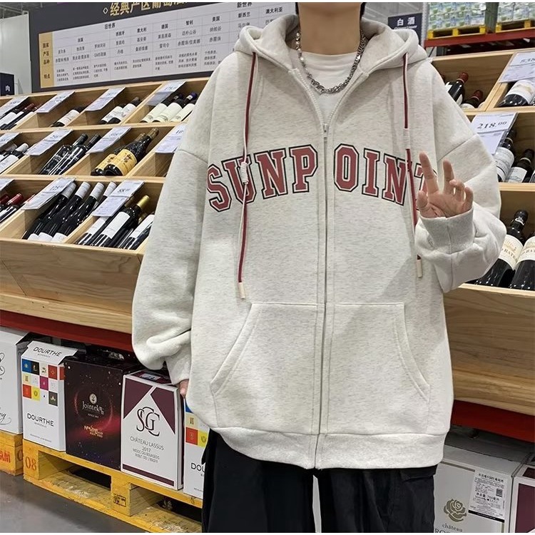 【M-5XL】áo hoodie form rộng quốc áo khoác hoodie dây kéo simple áo hoodie zip thời trang hàn Bigsize áo hoodie nam nữ