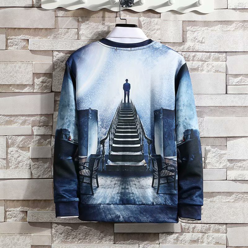 Áo sweater giả cổ sơ mi in họa tiết bầu trời 3D thời trang cho nam | BigBuy360 - bigbuy360.vn