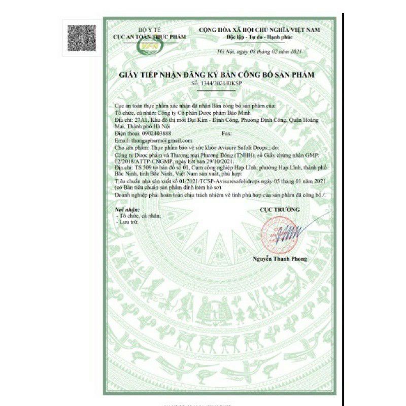 Sắt hữu cơ AVISURE SAFOLI DROPS nhỏ giọt cho bé