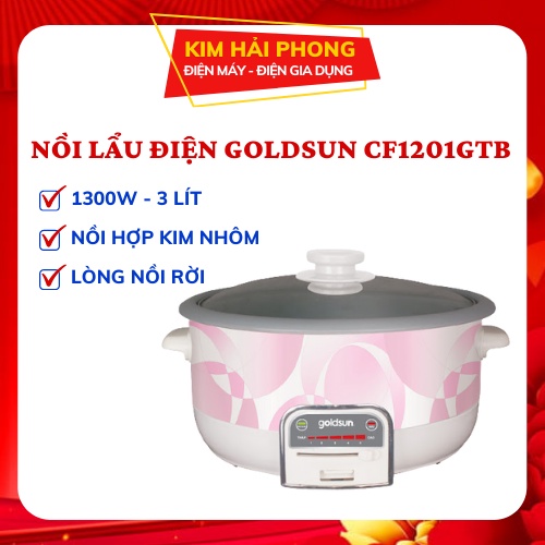 Nồi lẩu điện GOLDSUN CF1201GTB, nồi điện đa năng 3 lít công suất lớn [ kimhaiphong_store ]