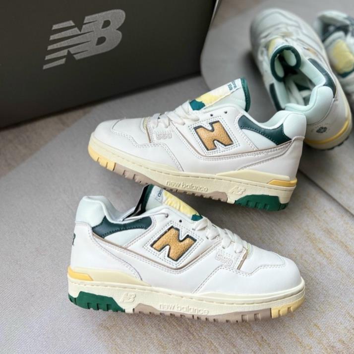 Giày thể thao NB550 với 5 màu hot trend 2022, Giày sneaker NB550 cao cấp xanh lá-vàng-trắng chuẩn S.cấp full bill box pk