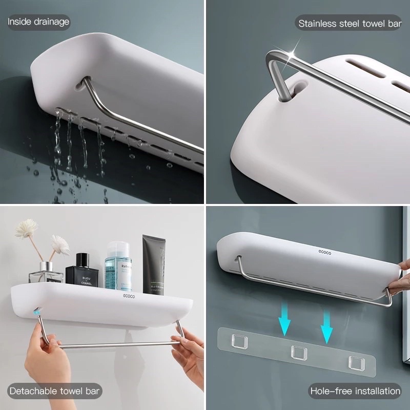 Kệ để đồ phòng tắm, kệ nhà bếp dán tường cao cấp Ecoco - Ecoco 1923