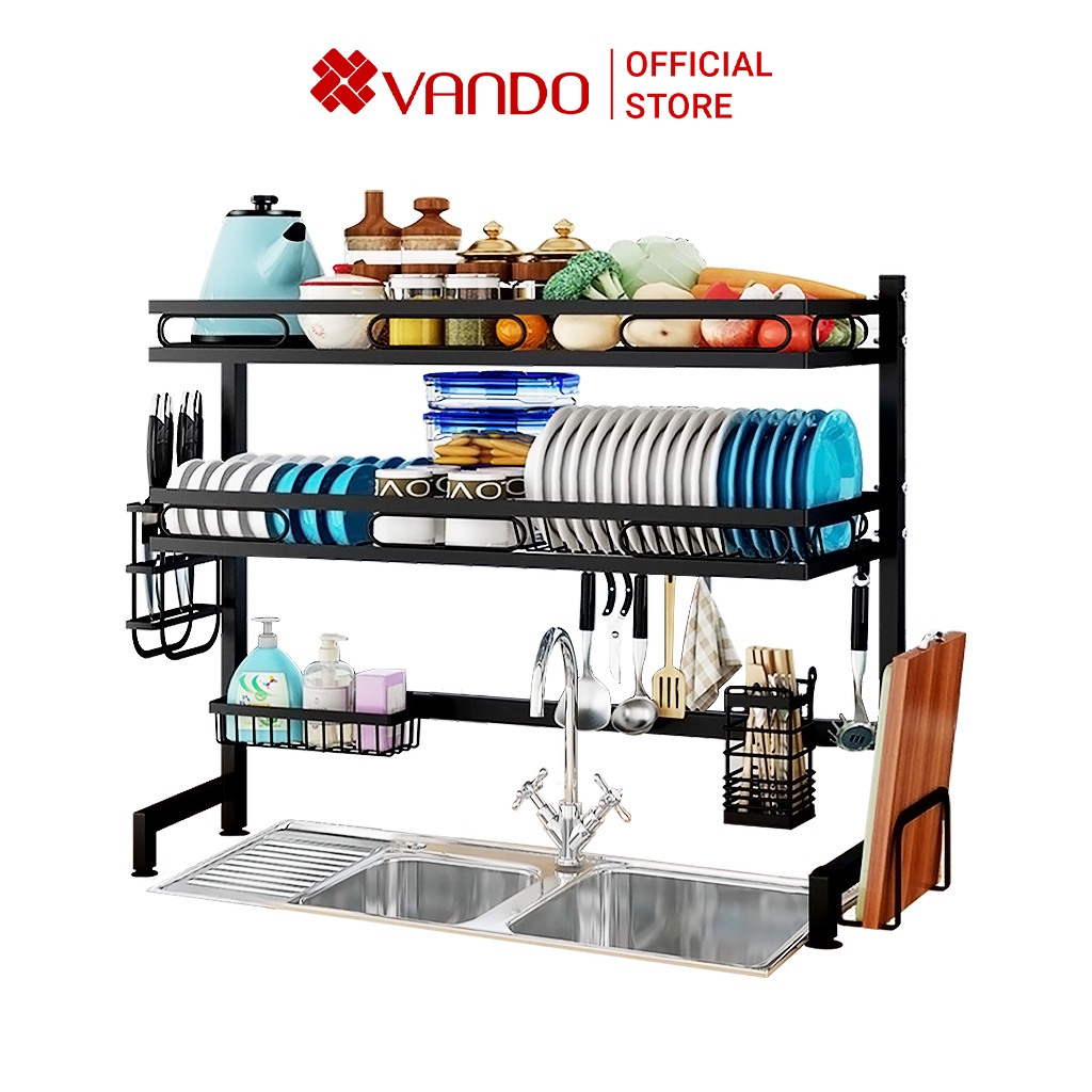 Kệ Chén Bát Thông Minh VANDO Sơn Đen Tĩnh Điện