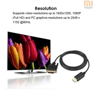 1.8M DP to DVI Adapter DisplayPort Display Port to DVI Cable Adapter Converter Male to Male Video Cable 1080P for Monitor Projector Display Black