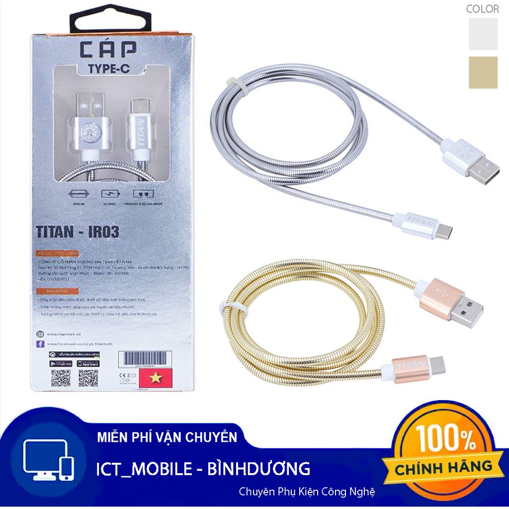 CÁP SẠC NHANH TYPE C - KIM LOẠI TITAN IR03 - Chính Hãng