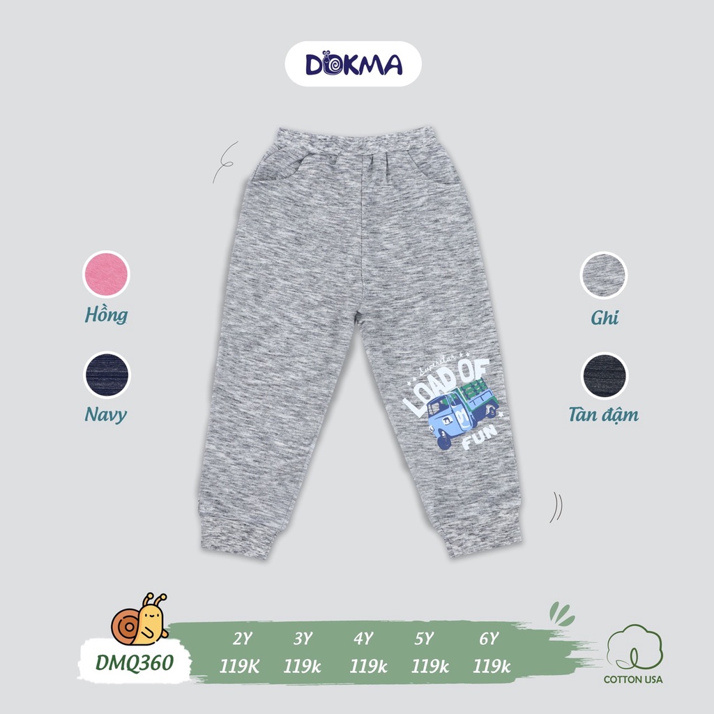Quần dài cho bé trai bé gái thu đông size 2-6Y Dokma sale DQM360 Lamiha