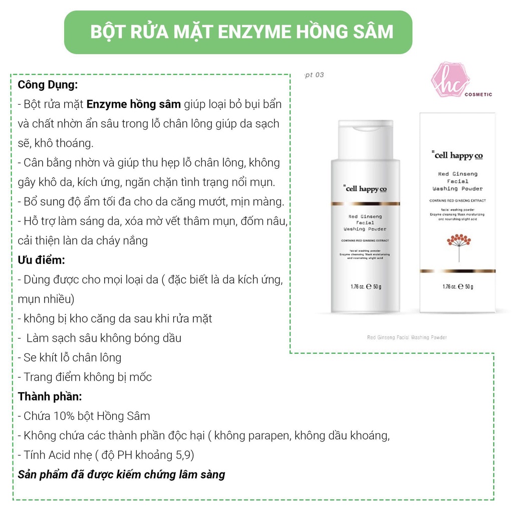 Bột rửa mặt hồng sâm dành cho da dầu, mụn cưc đỉnh - Hương Chất Cosmetic