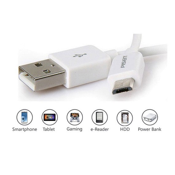 Cáp Sạc Pisen Micro Usb Cho Android Dài 0.8m - BH 6 tháng 1 đổi 1  - chuyensiphukien1