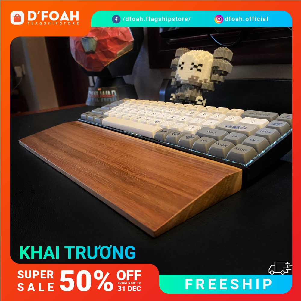 Kê tay gỗ tự nhiên 2 trong 1 dành cho bàn phím và decor bàn làm việc D'Foah Flagship Store [ TẶNG KÈM MÚT DÁN ĐẾ ]