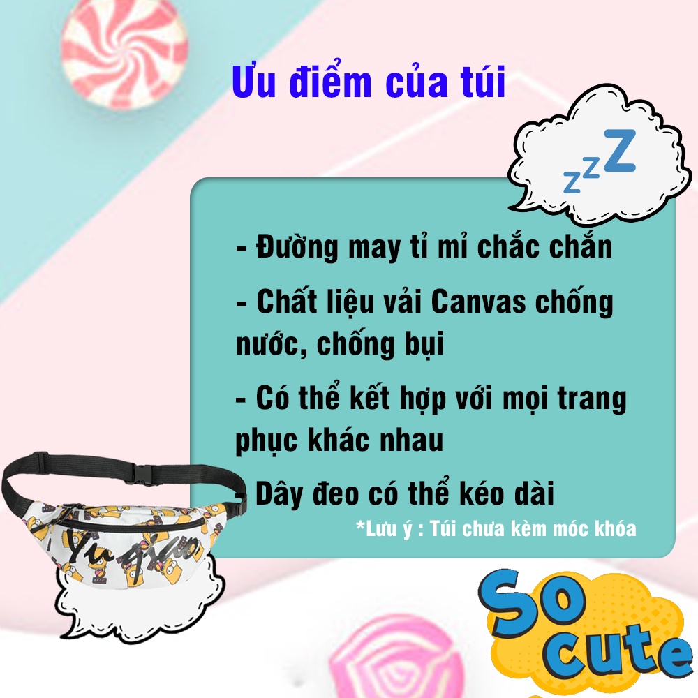 Túi Đeo Chéo Nam Nữ Unisex Túi Bao Tử Đeo Hông Vải Canvas Chống Nước Thời Trang Hot Nhất 2022