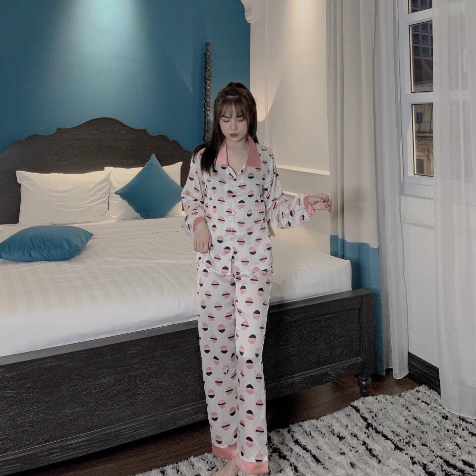 Đồ ngủ nữ LYNS đồ bộ pijama nữ chất lụa satin dài tay bộ ngủ Cao Cấp mềm mịn, dễ chịu.