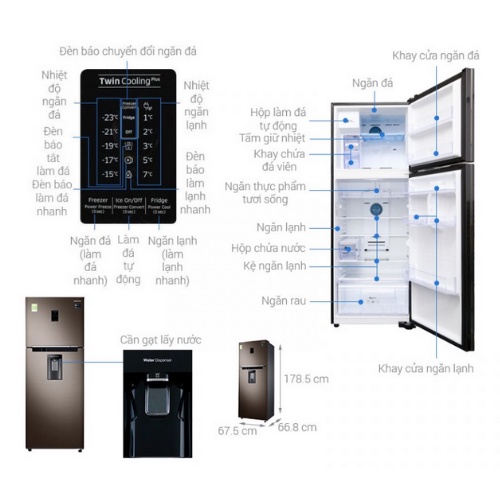 Tủ lạnh Samsung Inverter 380 lít RT38K5982DX/SV, Làm đá tự động , Lấy nước bên ngoài, giao hàng miễn phí HCM