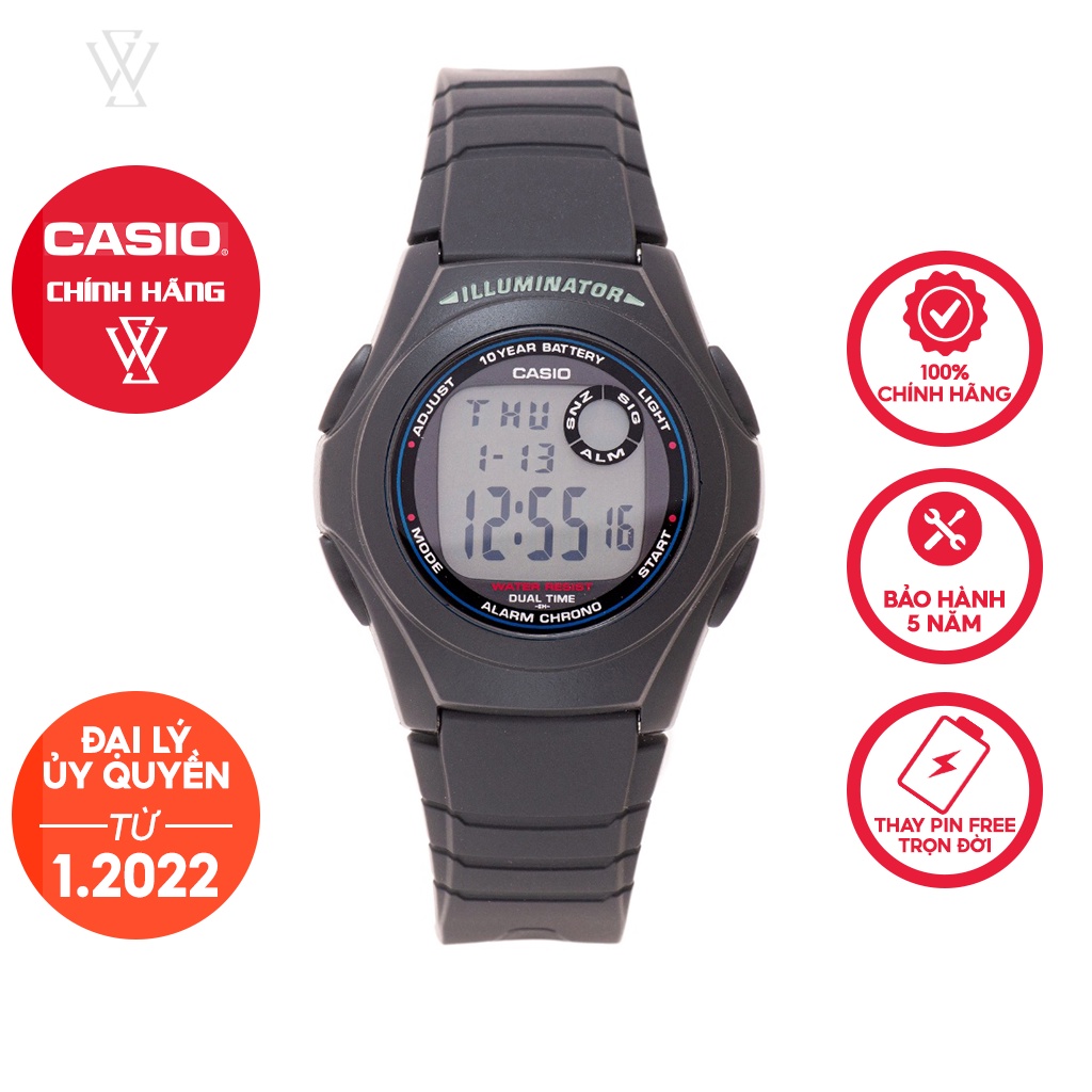 Đồng Hồ Điện Tử Nam Casio WATCHSTORE F-200W-1ADF Thiết Kế Mặt Kính 40mm, Dây Và Vỏ Nhựa Cao Cấp