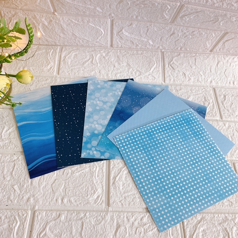 Giấy nền hoạ tiết định lượng 250gsm combo 6 tờ size 15cmx15cm giấy màu