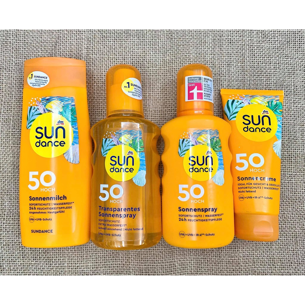 KEM & XỊT CHỐNG NẮNG SUNDANCE VỚI CHỈ SỐ SPF 50.