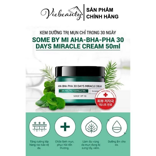 Kem Dưỡng Da Cho Da Mụn Some By Mi AHA-BHA-PHA 30 Days Miracle Cream 50ml - Khongcoson | BigBuy360 - bigbuy360.vn