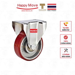 Bánh xe đẩy PU cốt gang càng cố định 75-100-125mm - Happy Move Thái Lan