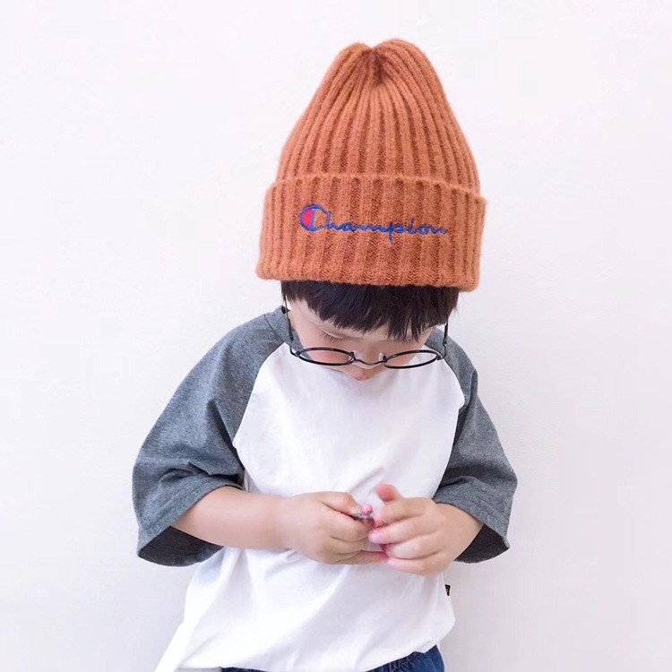 Mũ len giữ ấm thêu chữ champion phong cách Hàn Quốc thời trang thu đông dễ thương cho bé