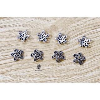 Charm S925 chụp hạt, bọc hạt 10mm hoa văn