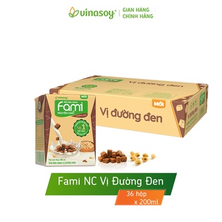 Thùng sữa đậu nành fami nguyên chất vị đường đen 36 hộp x 200ml - ảnh sản phẩm 1