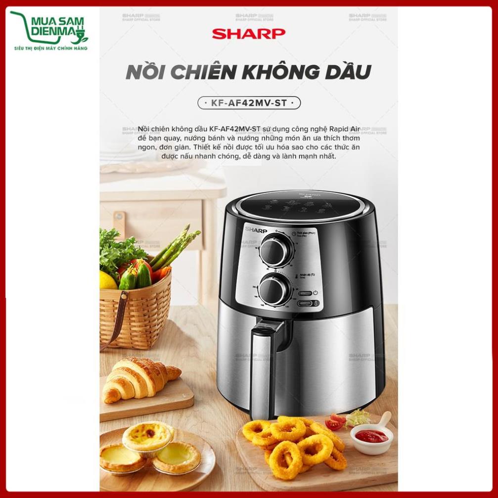 Nồi Chiên Không Dầu Sharp KF-AF42MV-ST Chống Dính 4.2L Thép Không rỉ 1450W