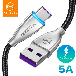 Mcdodo Type C 5A Super Charger Fast Charging Cable For Huawei Mate 30 Pro P30 Pro USB LED Typec Data Transmission Cord