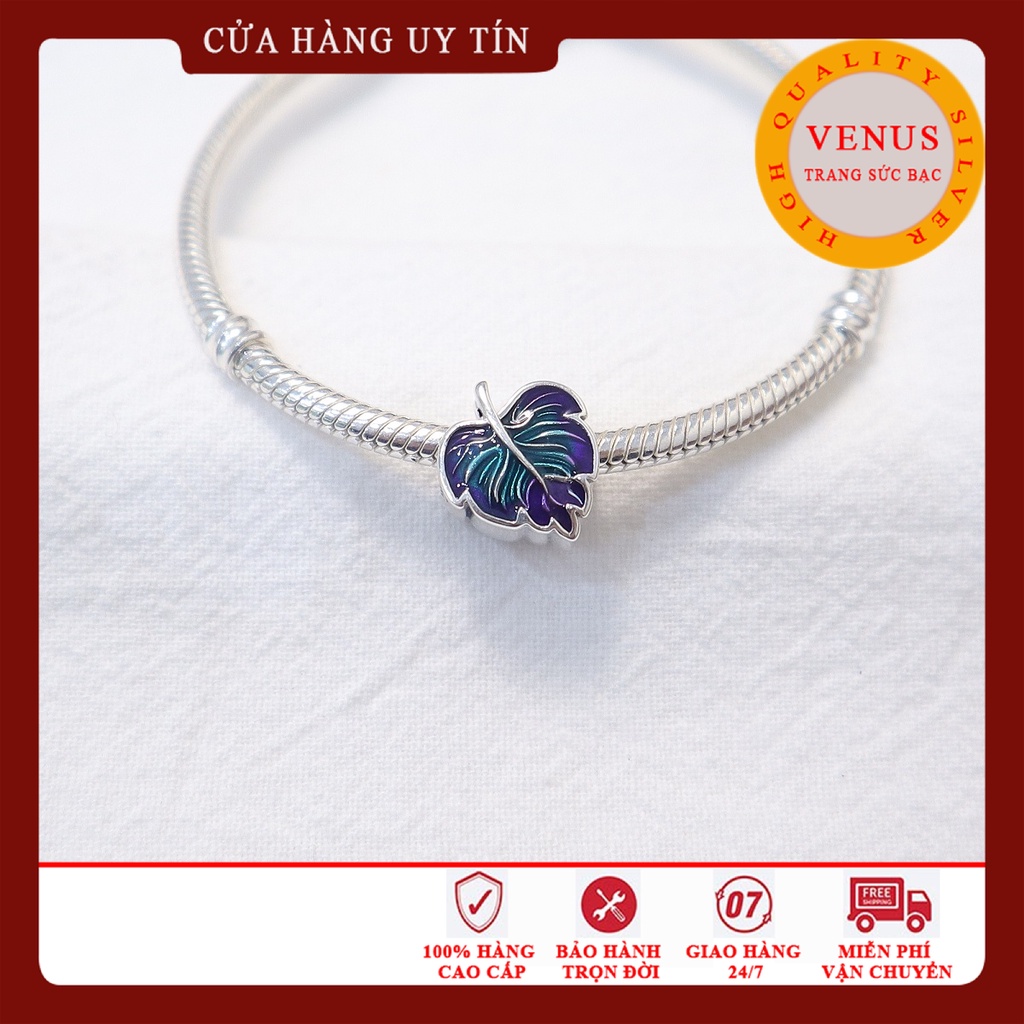 [Charm bạc 925 cao cấp] Charm chiếc lá tím pha xanh lá cây- Mã sản phẩm VENUSTXL