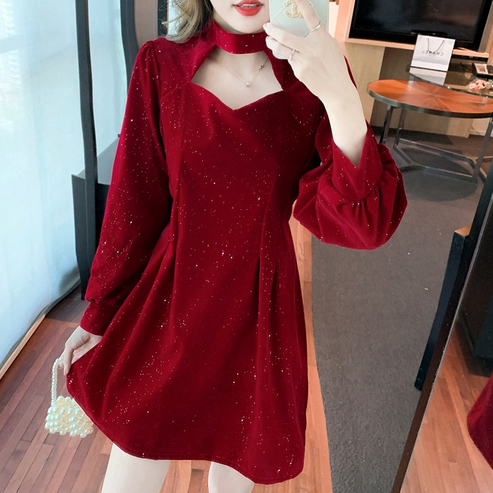 Đầm Nhung Phối Khóa Kéo Thiết Kế Mới Thời Trang Dành Cho Mùa Đông