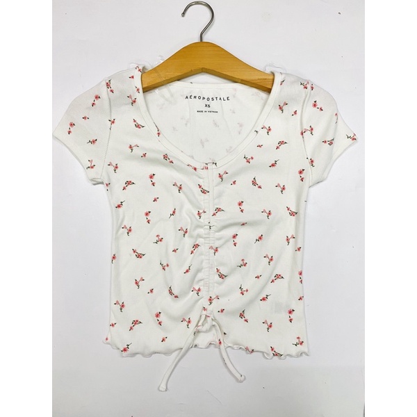 Áo croptop nữ thun gân hoa nhí xuất xịn Áero