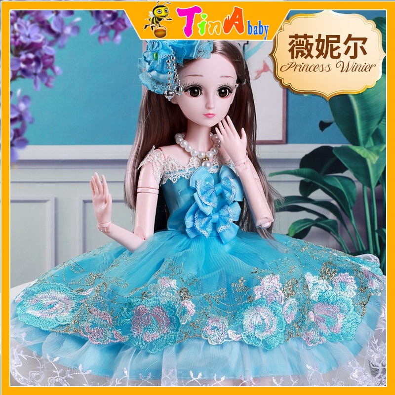 Búp bê Barbie 60cm váy hoa xanh phát nhạc có khớp đồ chơi cho bé gái quà trặng sinh nhật E894