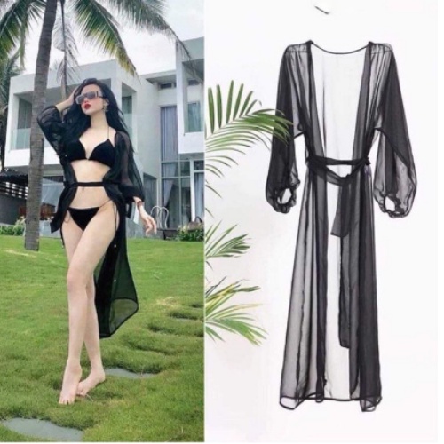 Áo choàng đi biển chất voan đẹp dáng dài KONKUN AK01