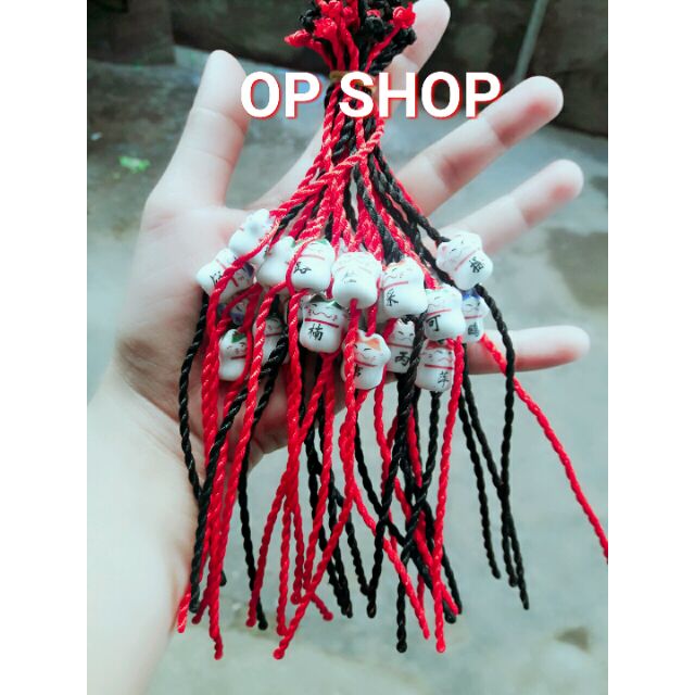 vòng may mắn mèo sứ dây đen