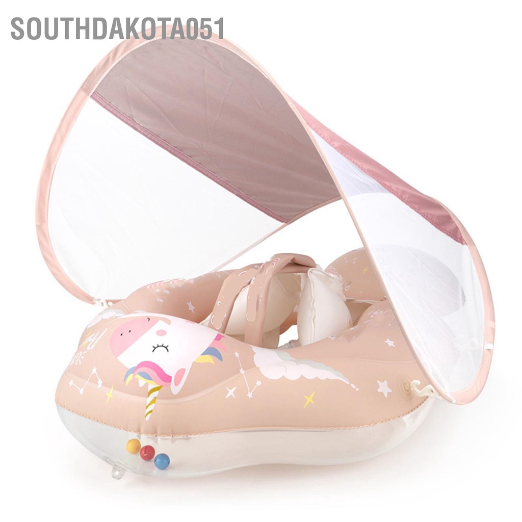 [Hàng Sẵn] Phao bơi có mái che cho Bé chống lật chống nắng Vòng tròn Màu hồng Little Horse【Southdakota051】