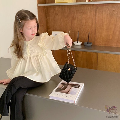 Set Áo Kiểu Tay Bèo + Quần Skinny Phong Cách Hàn Quốc Cho Bé Gái